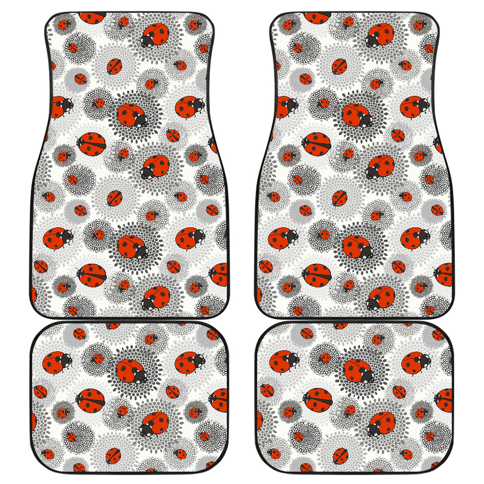 Ladybug Pattern Print Design 05 Front and Back Car Mats