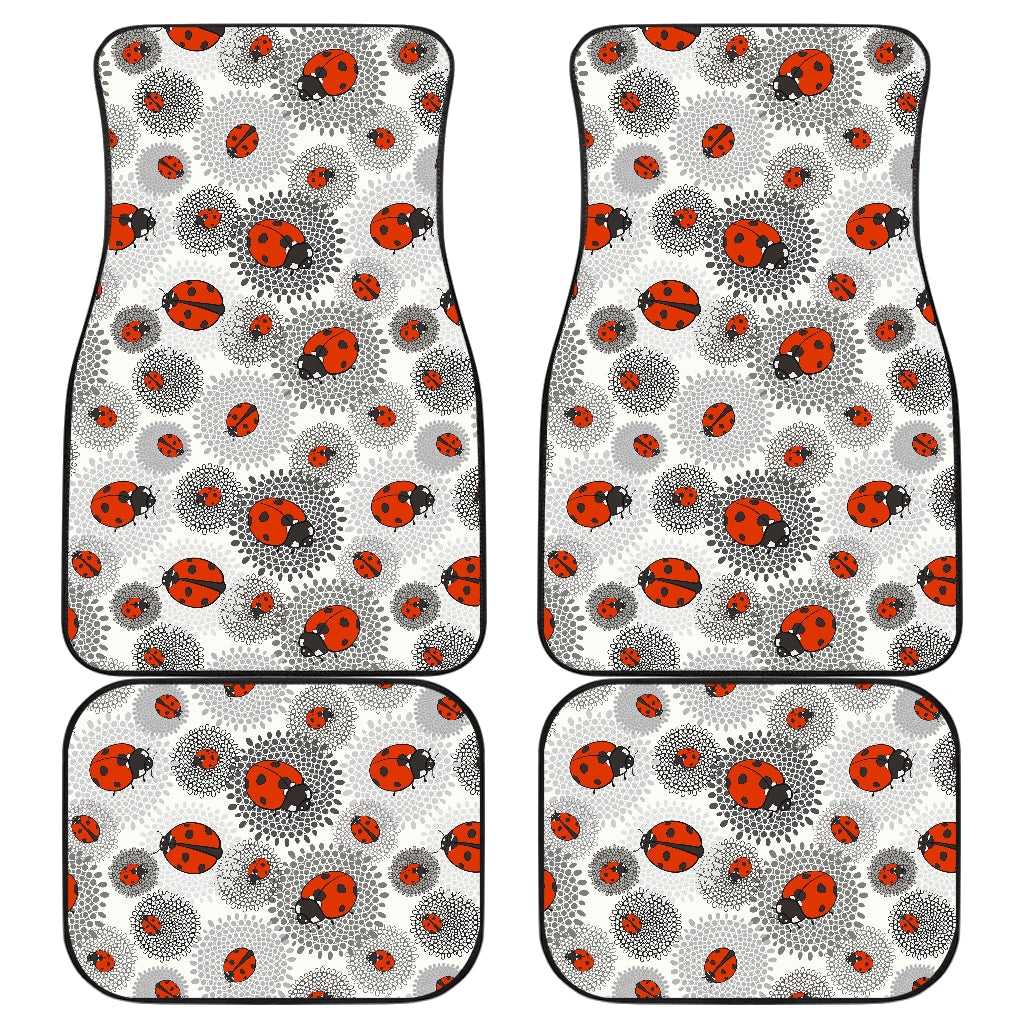 Ladybug Pattern Print Design 05 Front and Back Car Mats