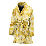 Saxophone Cornet Pattern Yellow Background Women'S Bathrobe