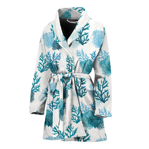 Coral Reef Pattern Print Design 04 Women's Bathrobe