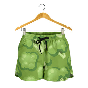 Broccoli Pattern Green Background Women Shorts