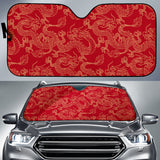 Gold Dragons Red Background Car Sun Shade