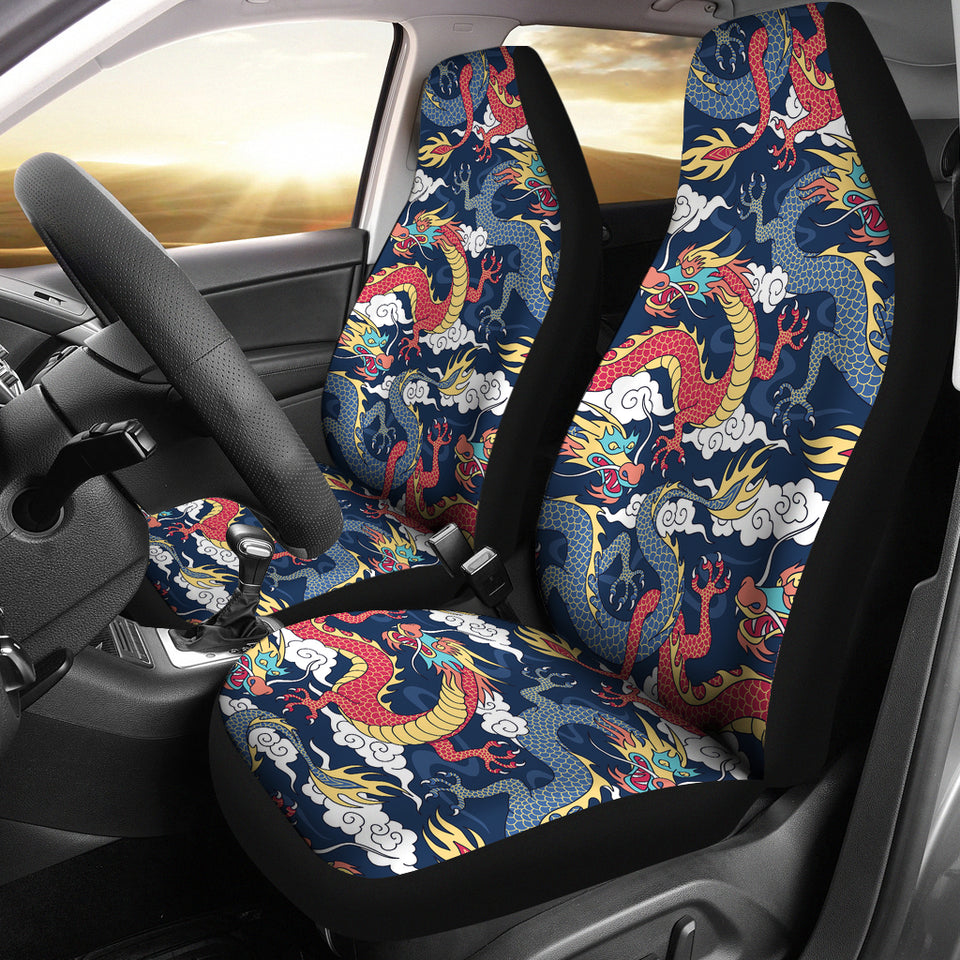 Blue Red Dragon Cloud Pattern Universal Fit Car Seat Covers