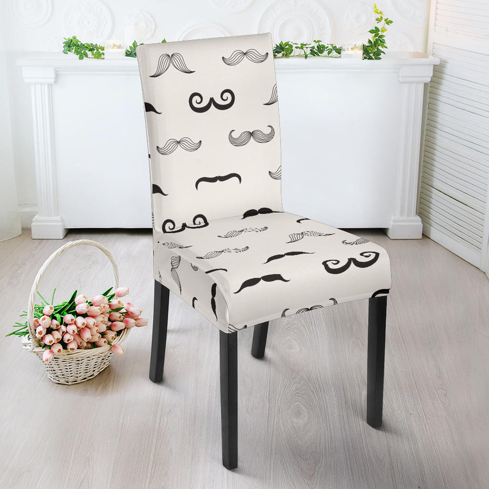 Mustache Beard Pattern Print Design 05 Dining Chair Slipcover