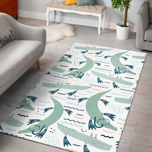 Crocodile Diver Pattern Area Rug
