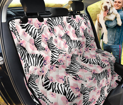 Zebra Pink Flower Background Dog Car Seat Covers