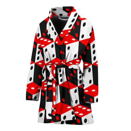 Dice Pattern Print Design 02 Women's Bathrobe