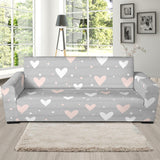 Heart Pattern Gray Background Sofa Slipcover