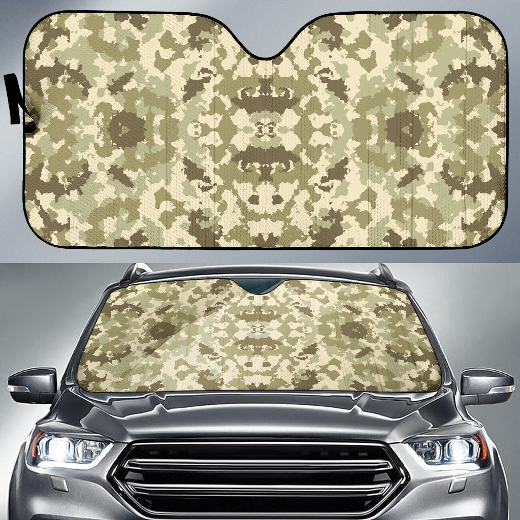 Light Green Camo Camouflage Pattern Car Sun Shade