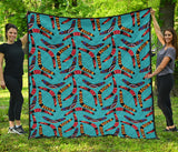 Boomerang Australian Aboriginal Ornament Blue Background Premium Quilt