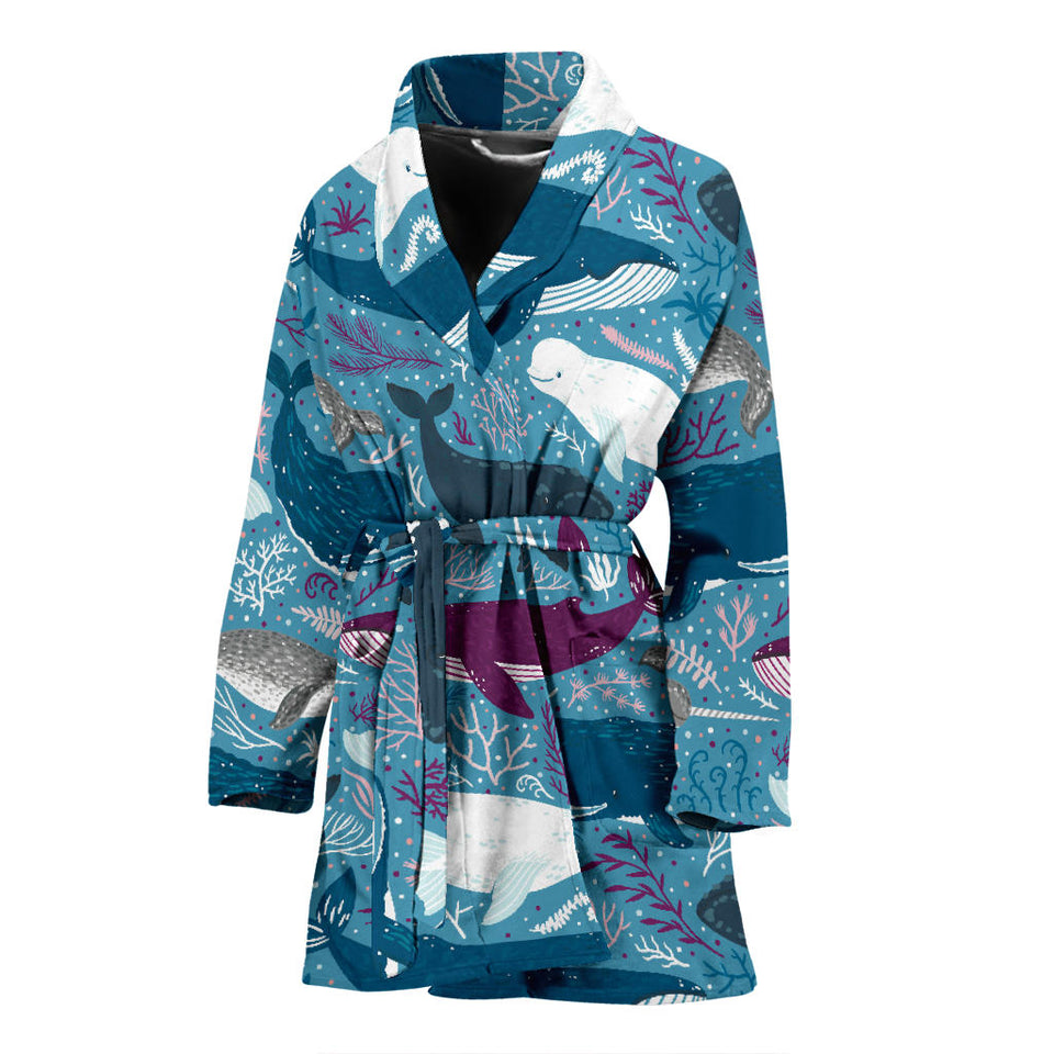 Whale Design Pattern Women'S Bathrobe