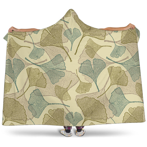 Ginkgo Leaves Design Pattern Hooded Blanket