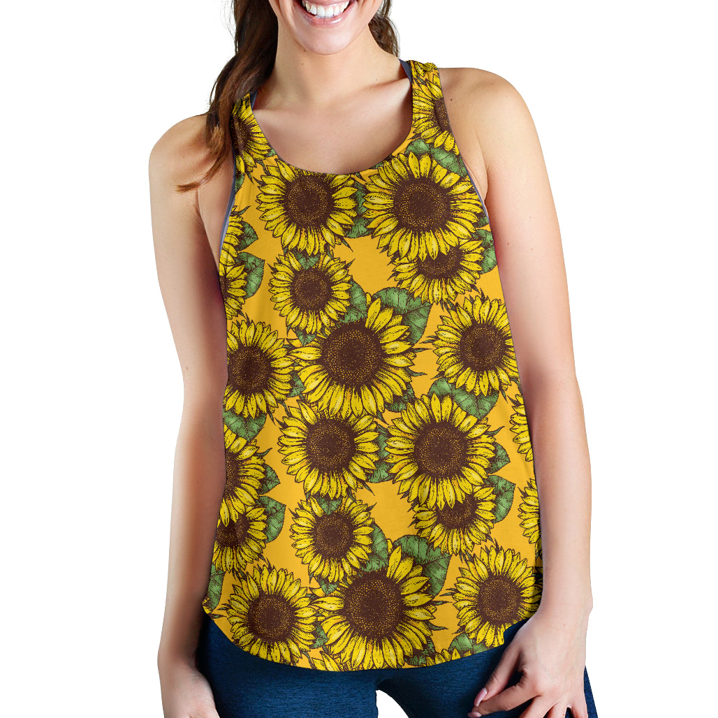 Sunflower pattern Women Racerback Tank Top