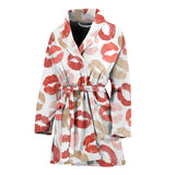 Lips Pattern Print Design 04 Women's Bathrobe