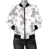 Watercolor Cute Rabbit Pattern Women'S Bomber Jacket