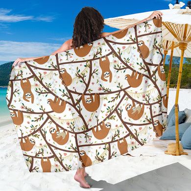 Sloths Hanging On The Tree Pattern Sarong