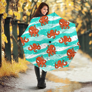 Octopuses Sea Wave Background Umbrella