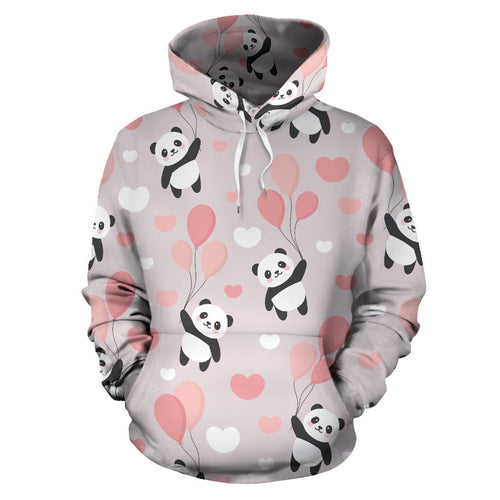 Cute Panda Ballon Heart Pattern Men Women Pullover Hoodie