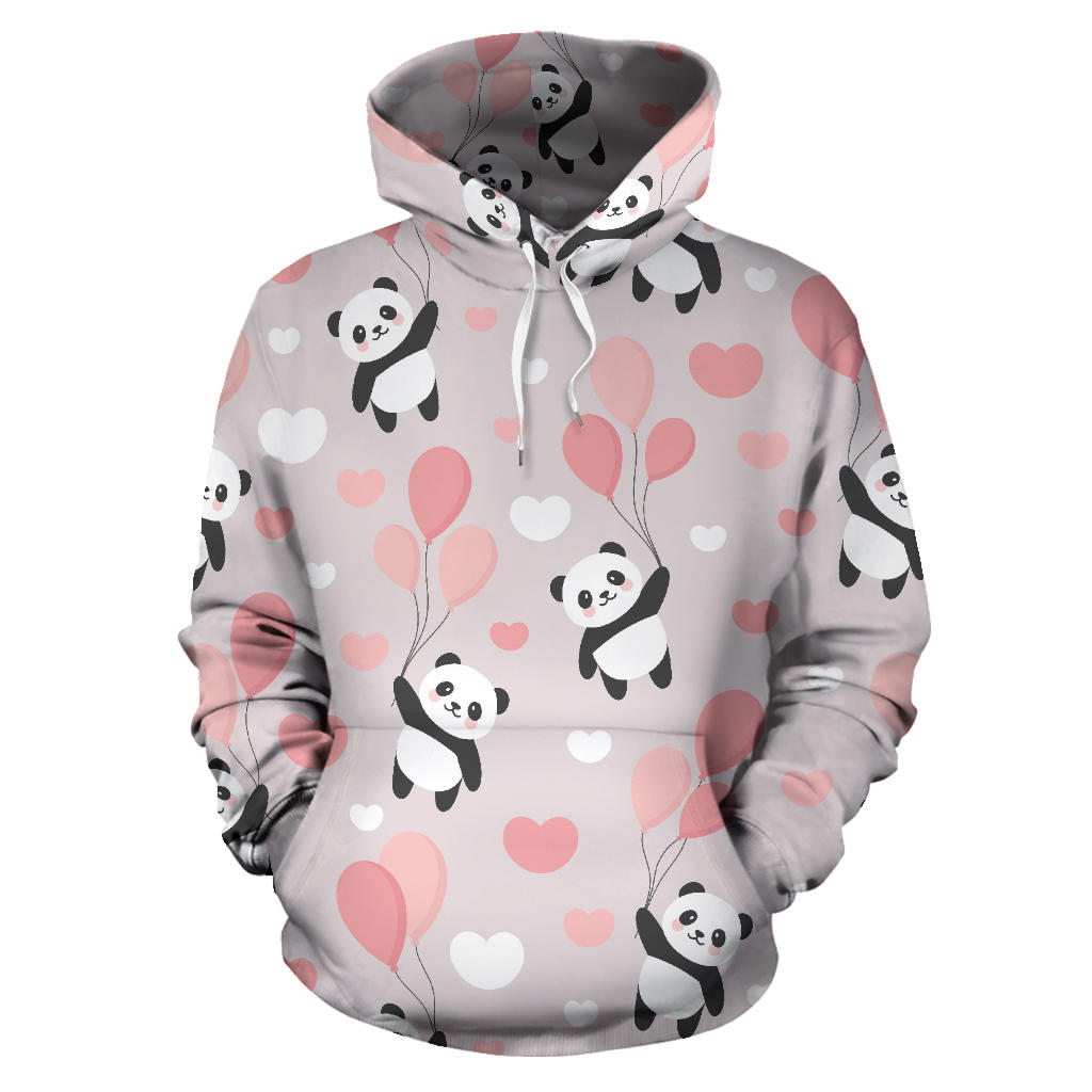 Cute Panda Ballon Heart Pattern Men Women Pullover Hoodie