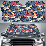 Blue Red Dragon Cloud Pattern Car Sun Shade