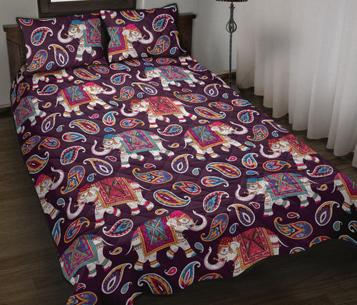 Elephant indian style ornament pattern Quilt Bed Set