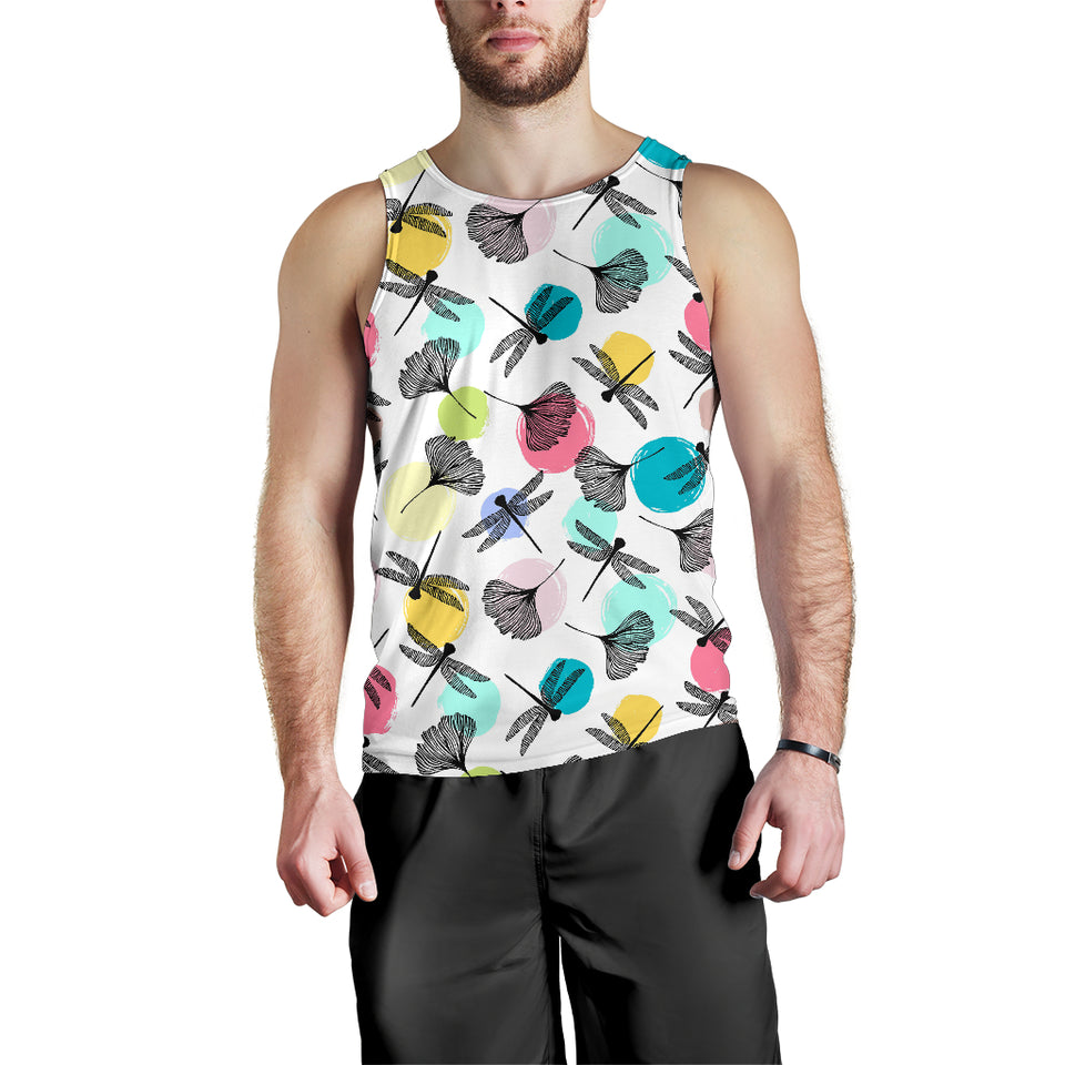 Dragonflies ginkgo leaves pattern Men Tank Top
