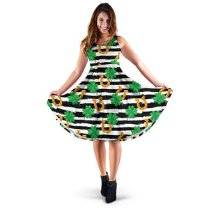 Horseshoes Pattern Print Design 01 Sleeveless Midi Dress