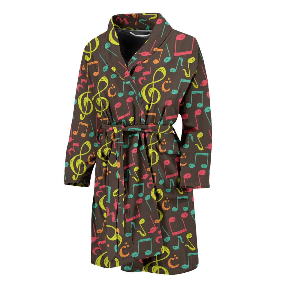 Music Notes Pattern Print Design 05 Men's Bathrobe