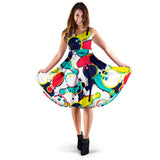Watercolor Bowling Ball Pins Sleeveless Midi Dress