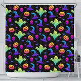 Colorful Halloween Background Shower Curtain Fulfilled In US