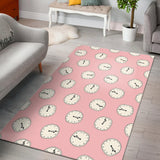 Clock Pattern Pink Blackground Area Rug