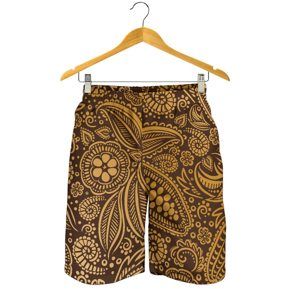 Cocoa Beans Tribal Polynesian Pattern Background Men Shorts