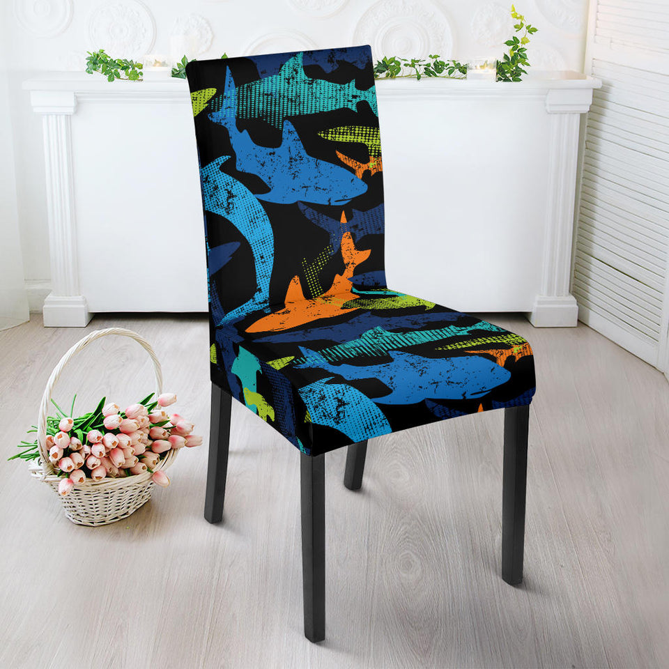 Colorful Shark Dining Chair Slipcover