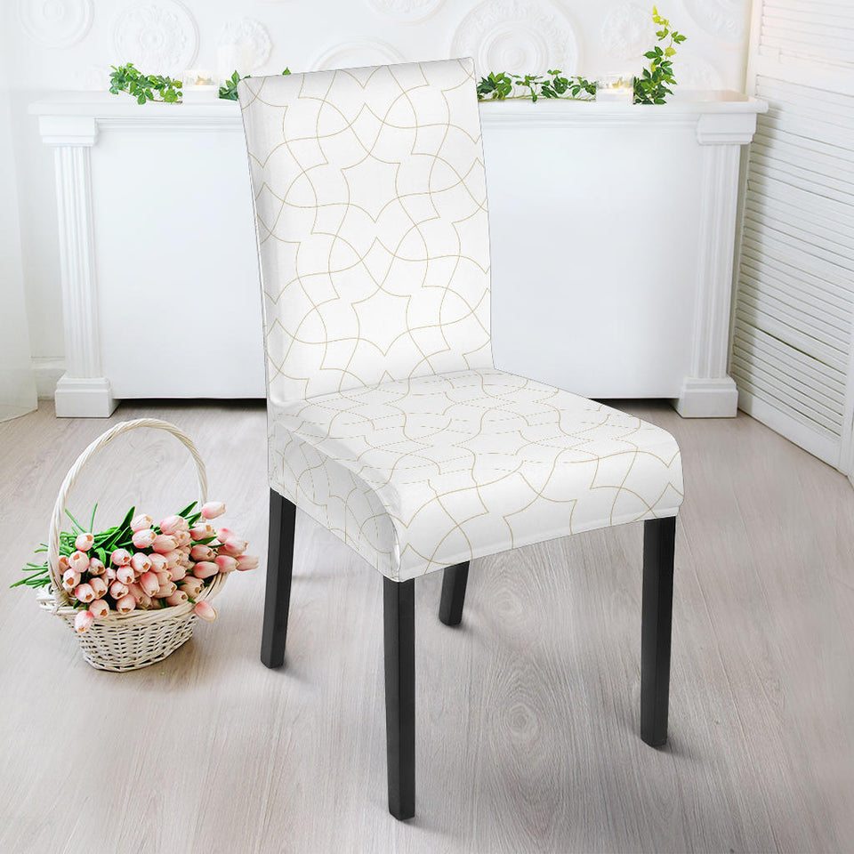 Arabic White Pattern Dining Chair Slipcover