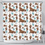 Sea Lion Seals Jellyfish Pattern Shower Curtain Fulfilled In US