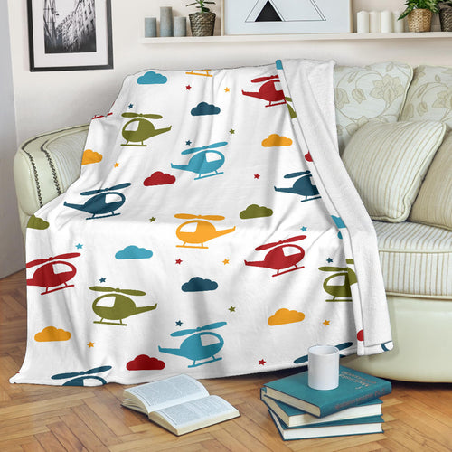 Colorful Helicopter Pattern Premium Blanket