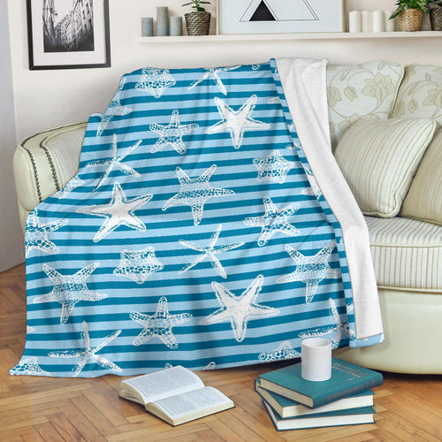 Starfish Blue Blackground Premium Blanket