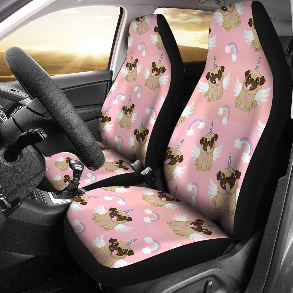 Cute Unicorn Pug Pattern  Universal Fit Car Seat Covers