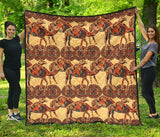 Camel Polynesian Tribal Design Pattern Premium Quilt