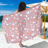 Coral White Heart Pattern Sarong