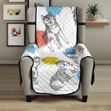 Siberian husky and colorful circle pattern Chair Cover Protector