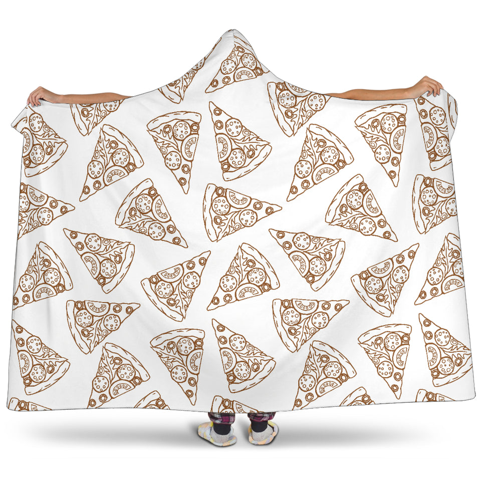 Hand Drawn Pizza Pattern Hooded Blanket