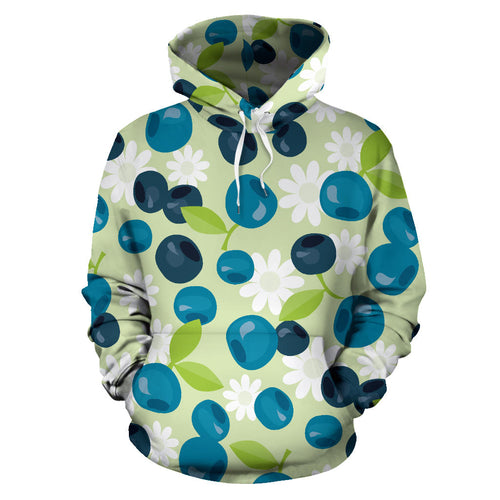 Blueberry Flower Pattern Men Women Pullover Hoodie