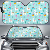 Llama Alpaca Cactus Leaves Pattern Car Sun Shade