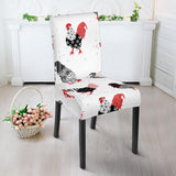 Cool Rooster Chicken Cock Floral Ornament Background Dining Chair Slipcover