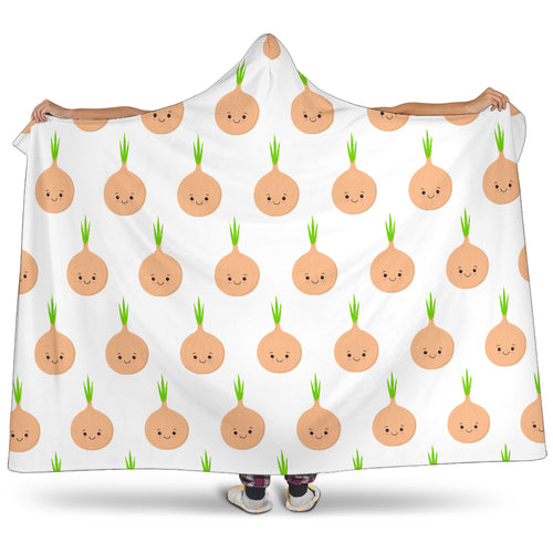 Cute Onions Smiling Faces Hooded Blanket