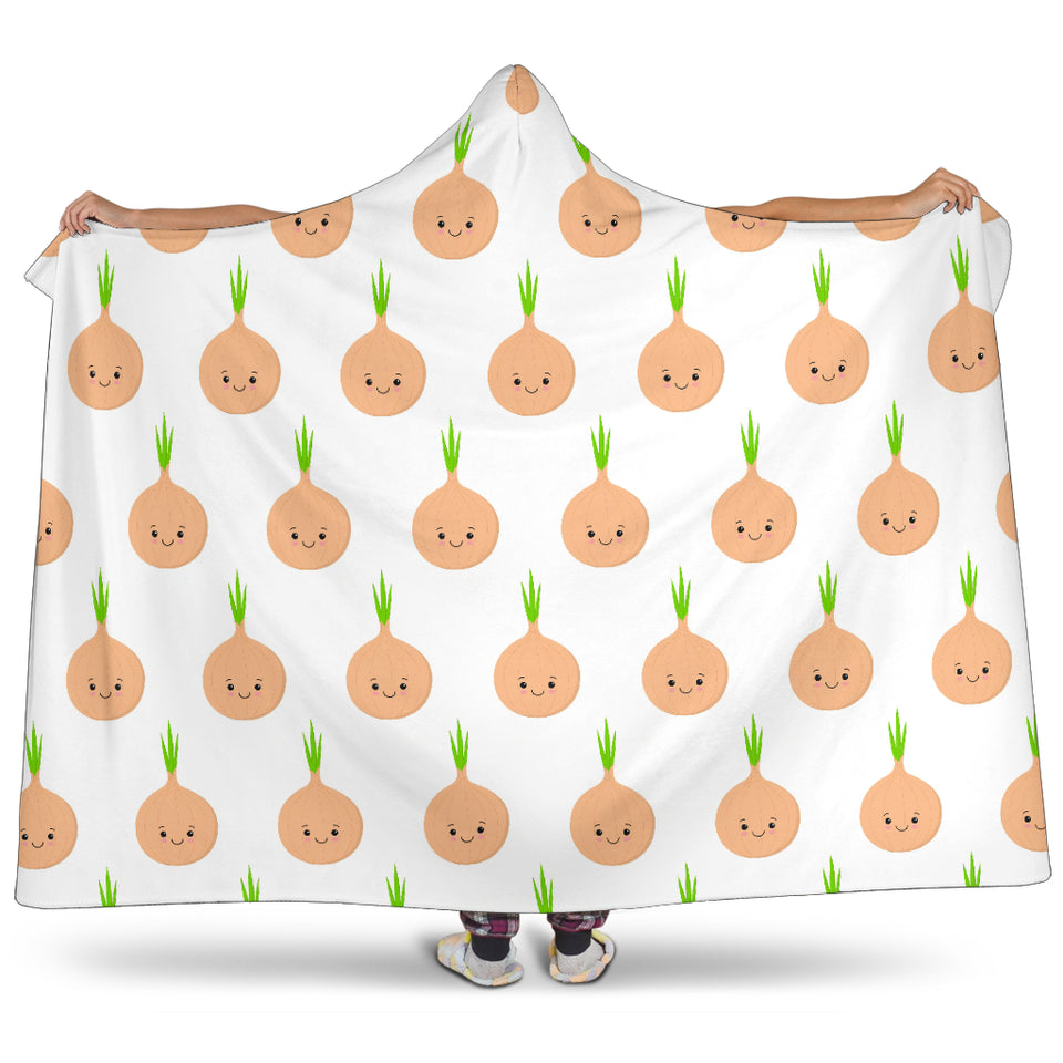 Cute Onions Smiling Faces Hooded Blanket