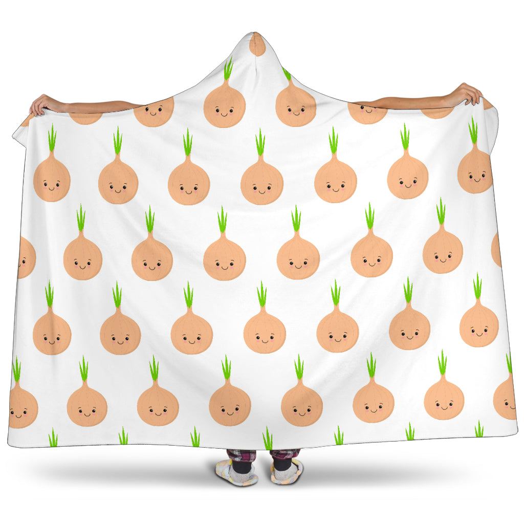 Cute Onions Smiling Faces Hooded Blanket