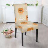 Cute Brown Pomeranian Puppy Dining Chair Slipcover