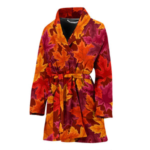 Autumn Maple Leaf Pattern Women'S Bathrobe